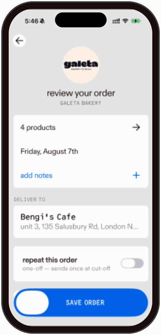 Review your order with repeat off